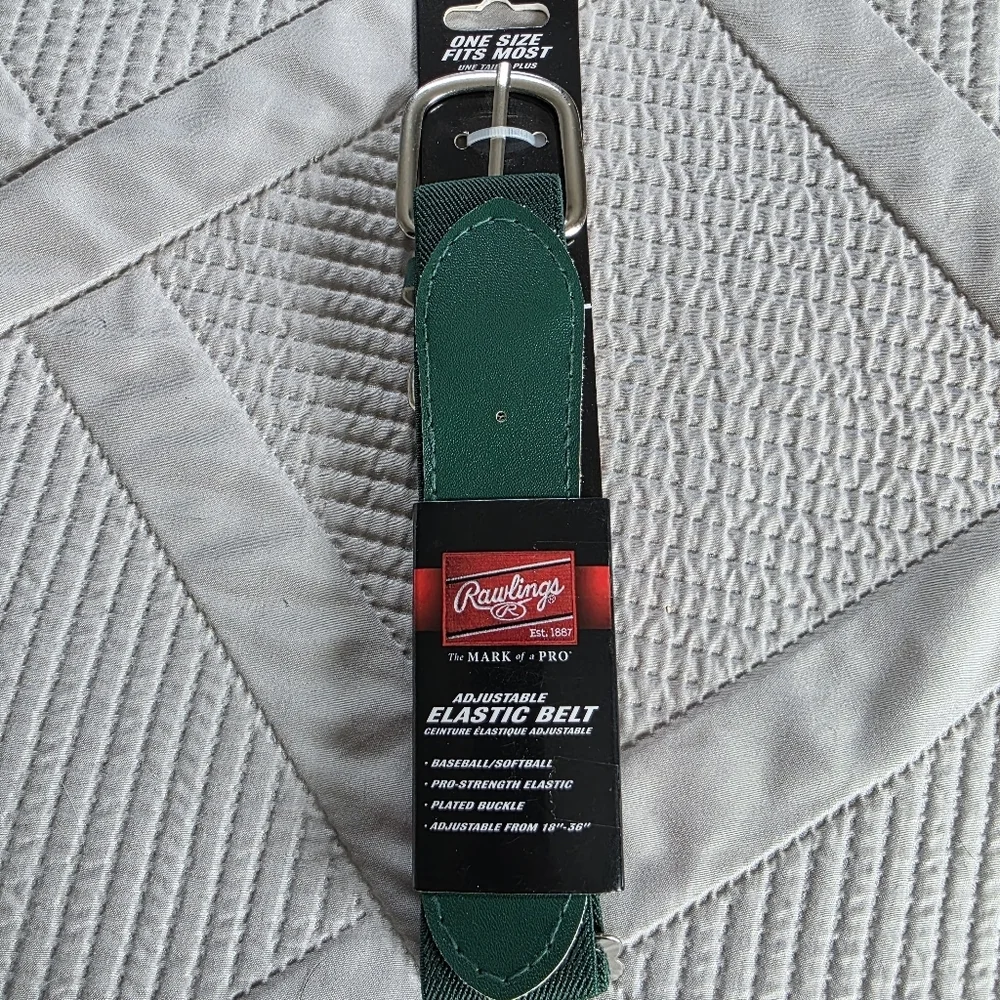 NWT Rawlings Adult Baseball/Softball Adjustable Elastic Belt In Dark Green